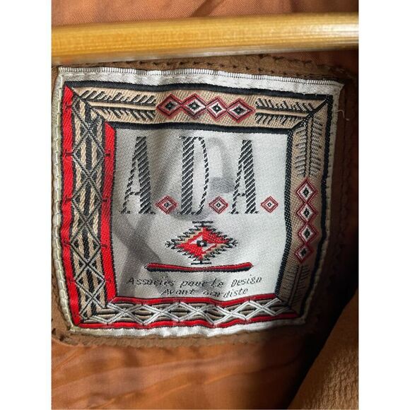 Vintage A.D.A. Leather Bomber Jacket with Tooled Southwestern Theme Women’s L - Picture 10 of 12